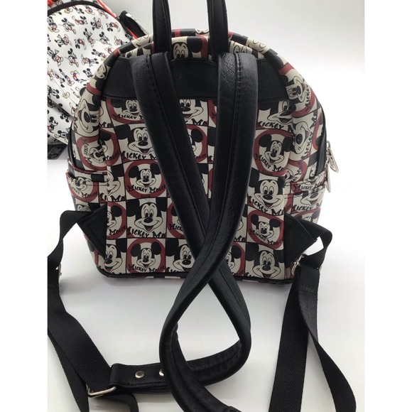 Disney Parks Loungefly Mickey Mouse Club Checkerboard Mini Backpack Red Black main image 2